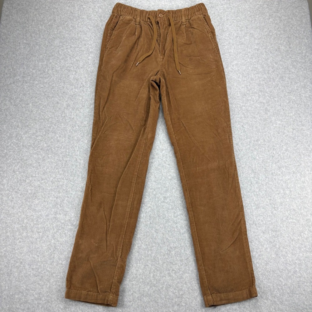 Mutual Weave Corduroy Pants Mens S Brown Relaxed Taper Elastic Waist Gorpcore